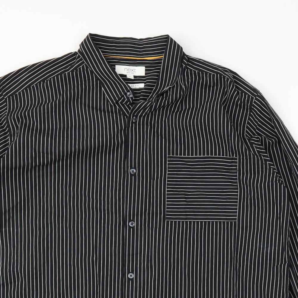 NEXT Mens Black Striped   Button-Up Size XL