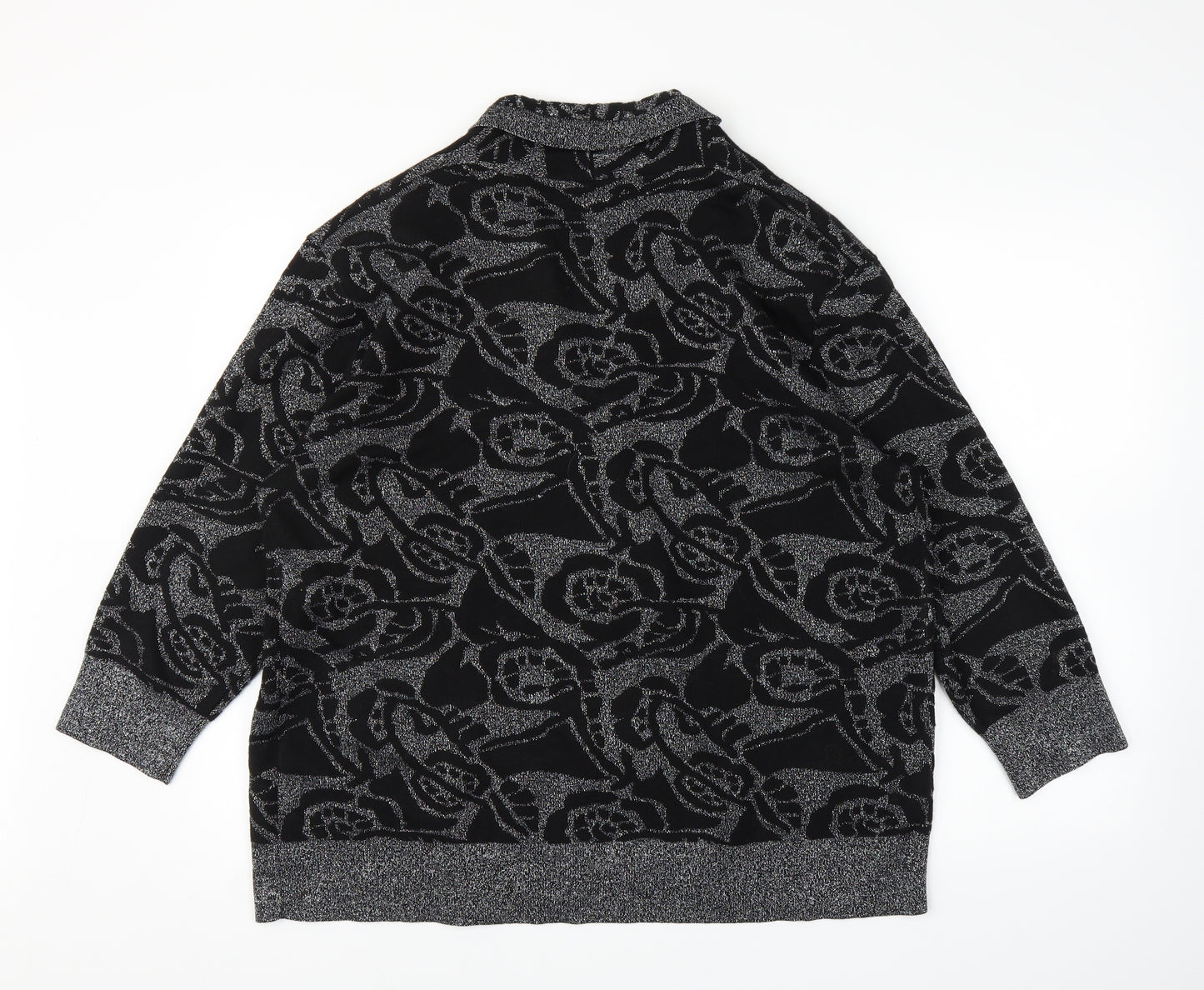 Roman Womens Silver Floral  Cardigan Jumper Size XL