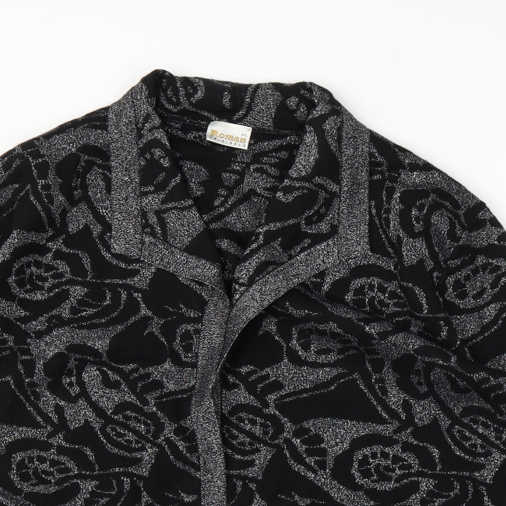 Roman Womens Silver Floral  Cardigan Jumper Size XL