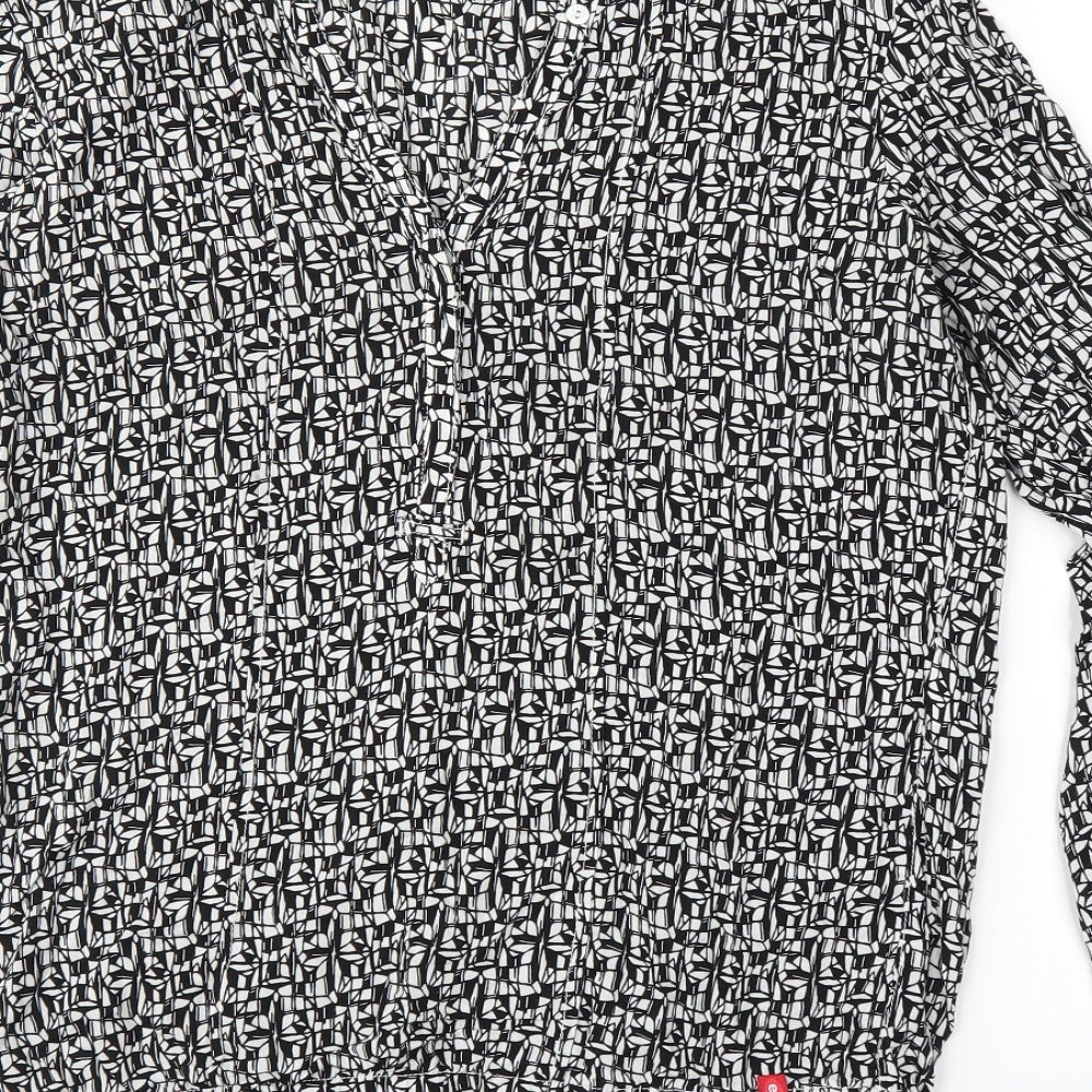 EDC Womens Black Geometric  Basic Blouse Size S