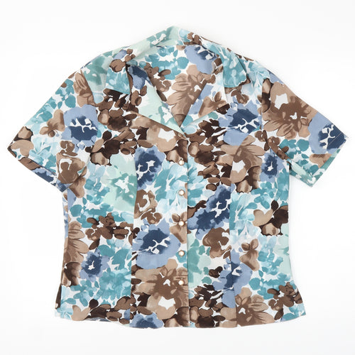 Preworn Womens Blue Floral  Basic Blouse Size M