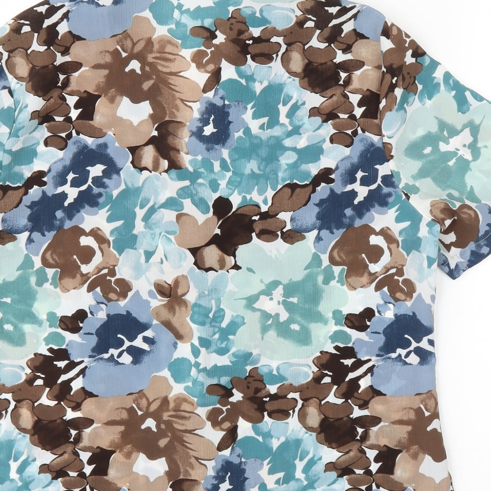 Preworn Womens Blue Floral  Basic Blouse Size M