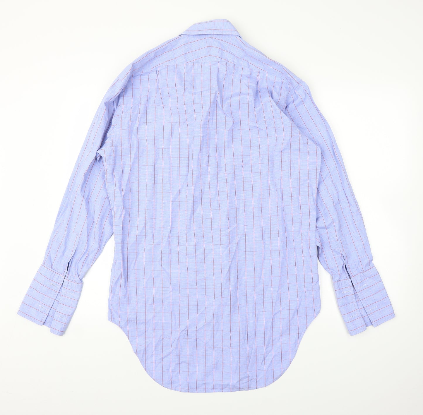 TM Lewin Mens Blue Check   Button-Up Size 15.5