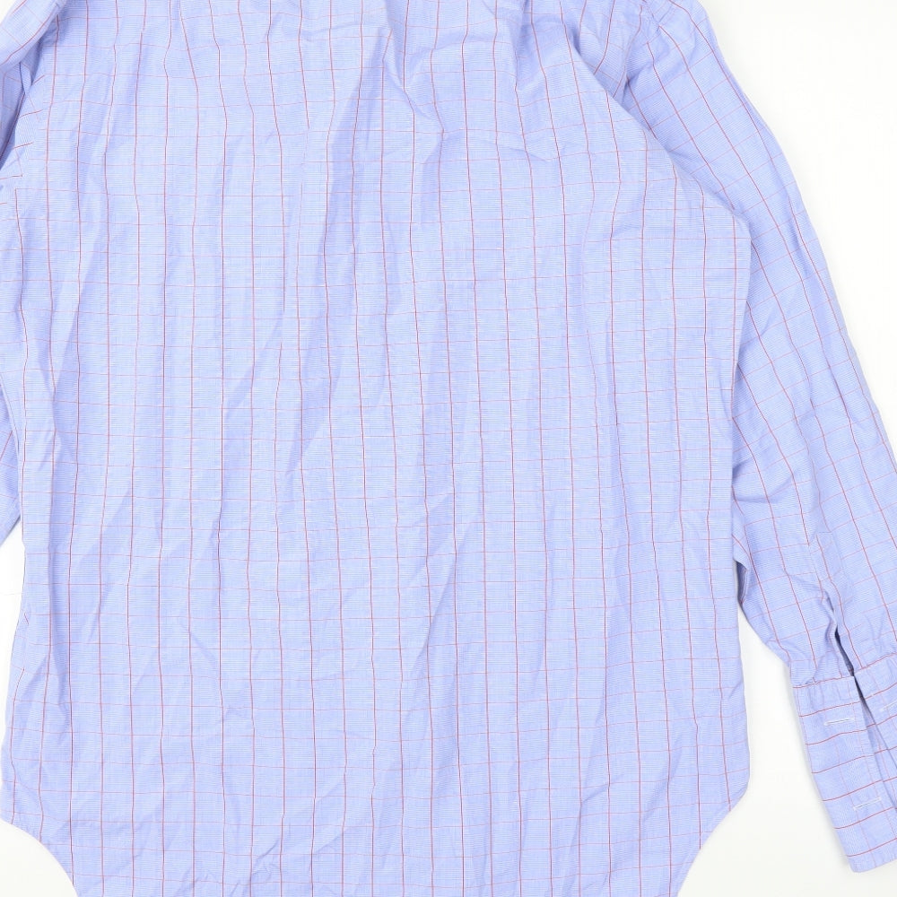 TM Lewin Mens Blue Check   Button-Up Size 15.5