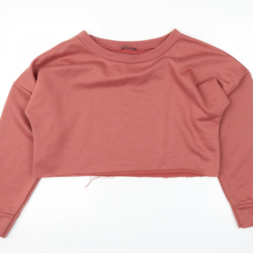 Boohoo Womens Pink   Pullover Jumper Size M  - Cropped