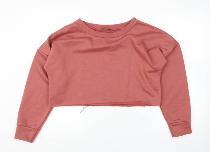 Boohoo Womens Pink   Pullover Jumper Size M  - Cropped