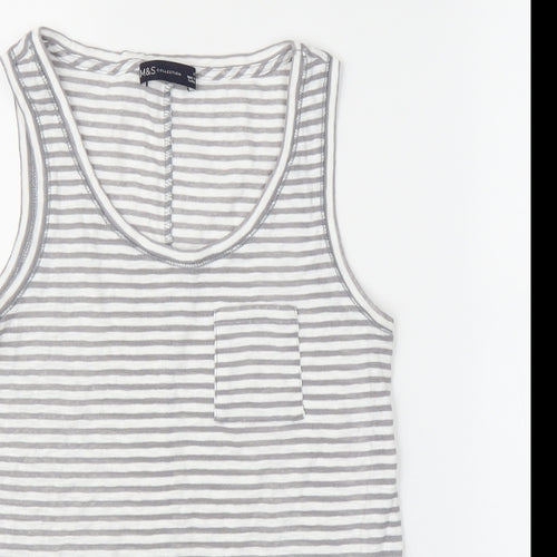M&S Womens Grey Striped  Basic Tank Size 12