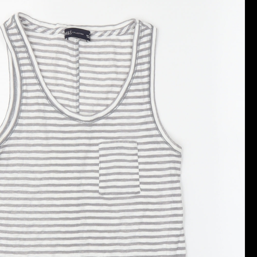 M&S Womens Grey Striped  Basic Tank Size 12