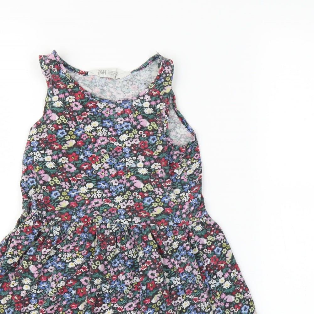 H&M Girls Multicoloured Floral  A-Line  Size 7 Years