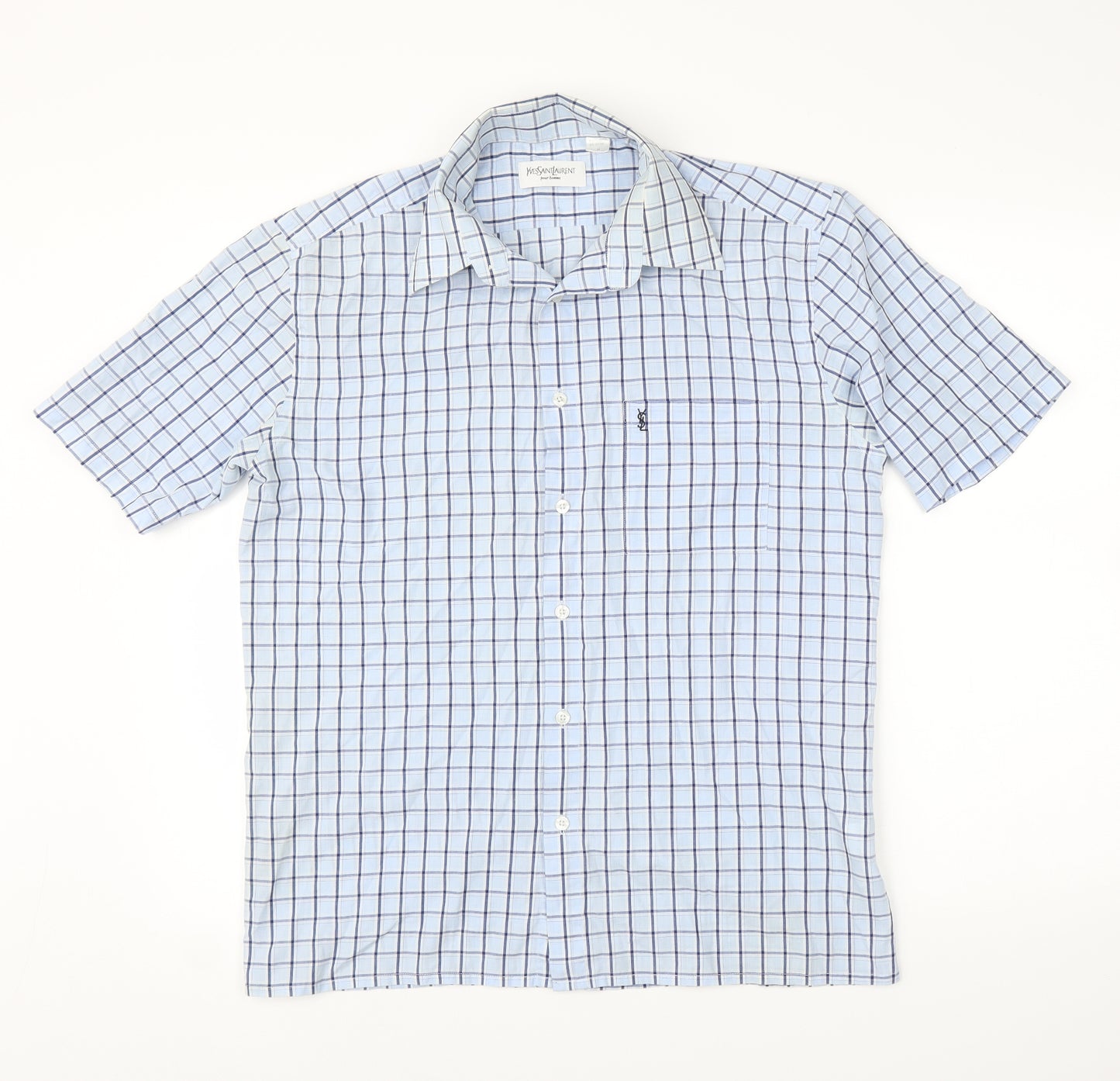Yves Saint Laurent Mens Blue Check   T-Shirt Size M