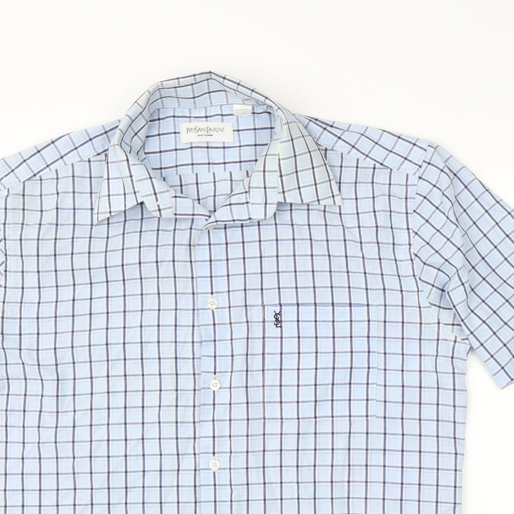 Yves Saint Laurent Mens Blue Check   T-Shirt Size M