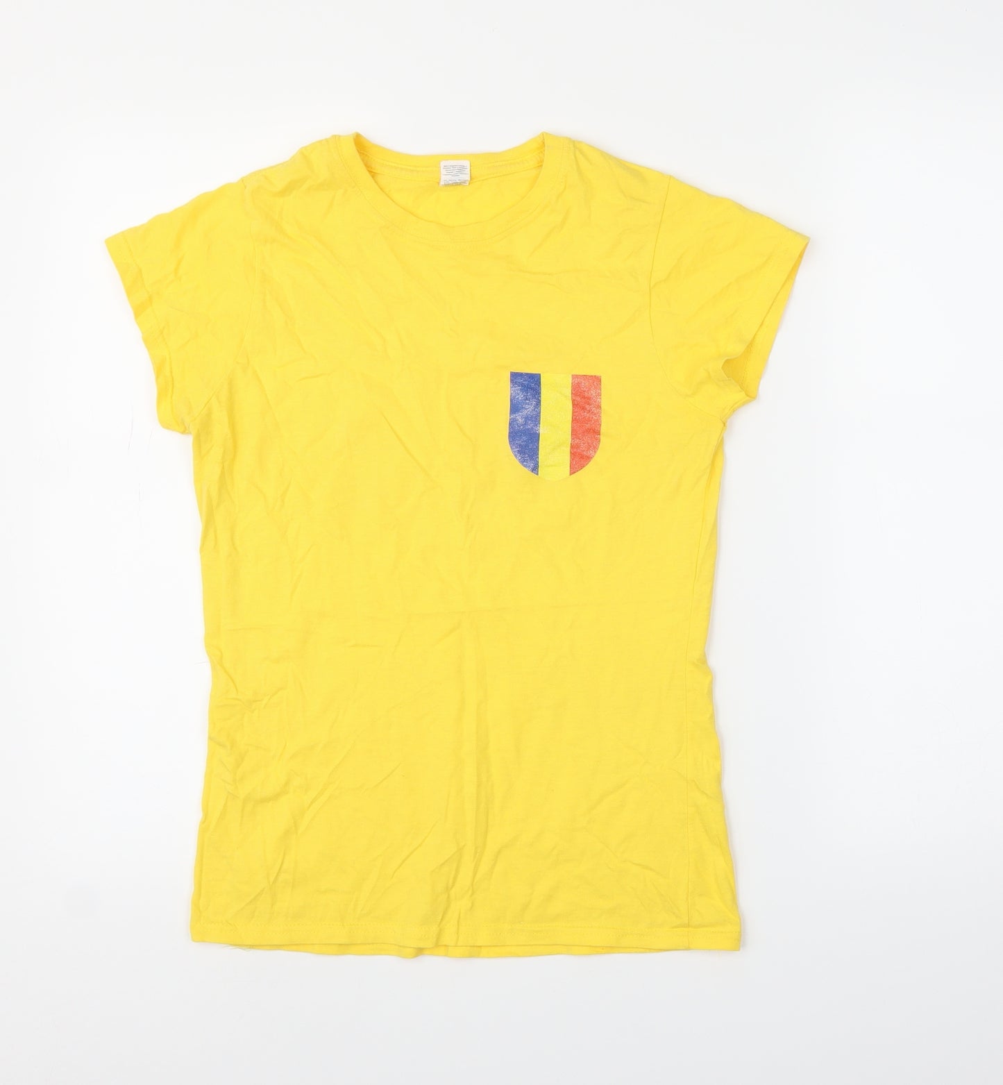 Gildan Womens Yellow   Basic T-Shirt Size S