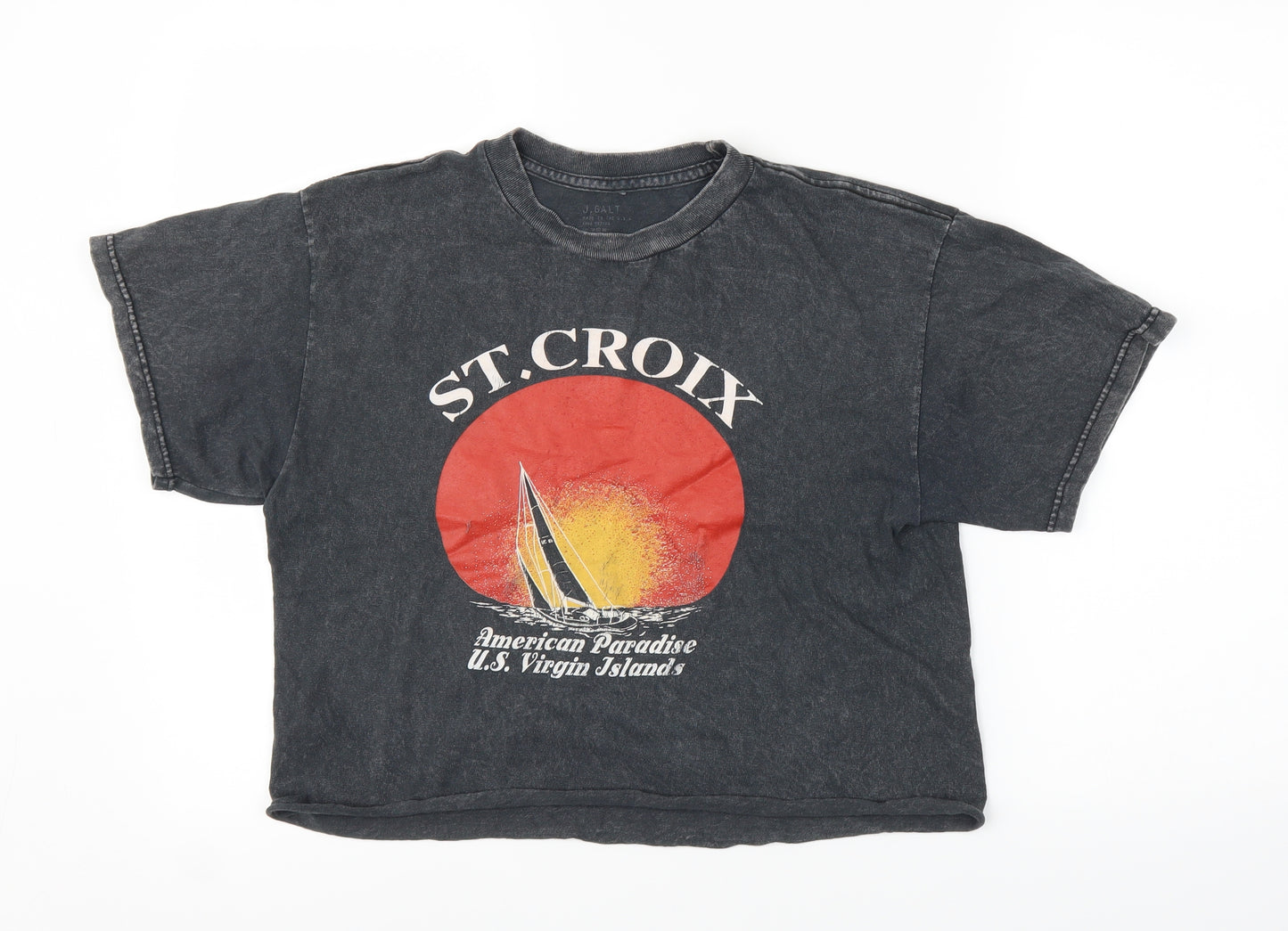 J. Galt Womens Grey   Cropped T-Shirt Size M