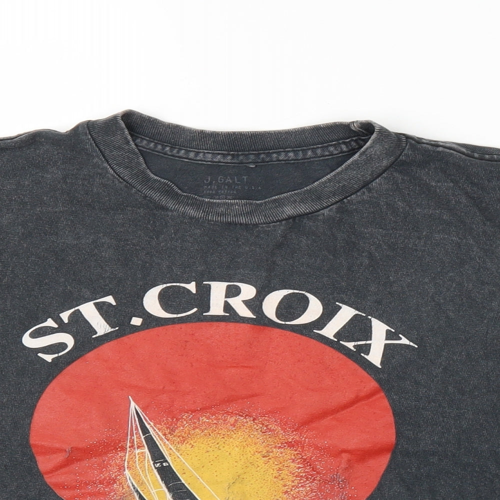 J. Galt Womens Grey   Cropped T-Shirt Size M