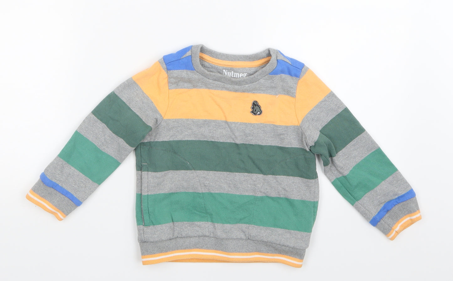 Nutmeg Boys Grey Striped  Pullover Jumper Size 2-3 Years