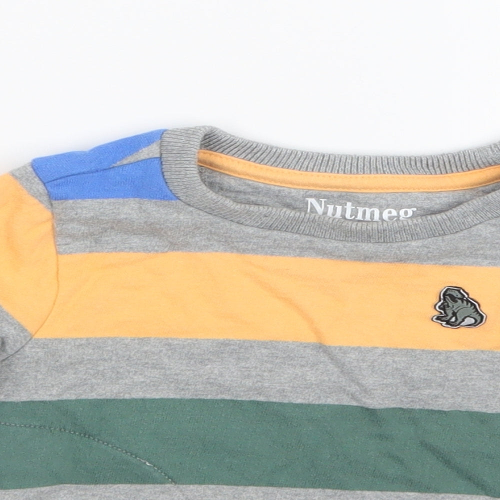 Nutmeg Boys Grey Striped  Pullover Jumper Size 2-3 Years