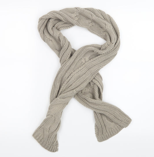 Front view of Preworn women’s beige knit scarf