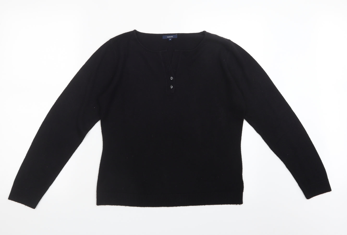 Texbasic Womens Black  Knit Pullover Jumper Size M