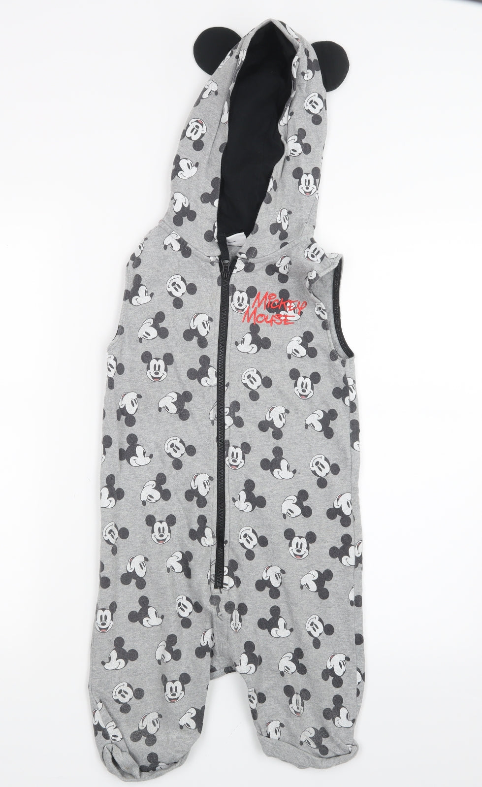 NEXT Girls Grey Geometric  Top One Piece Size 6-7 Years  - Mickey Mouse