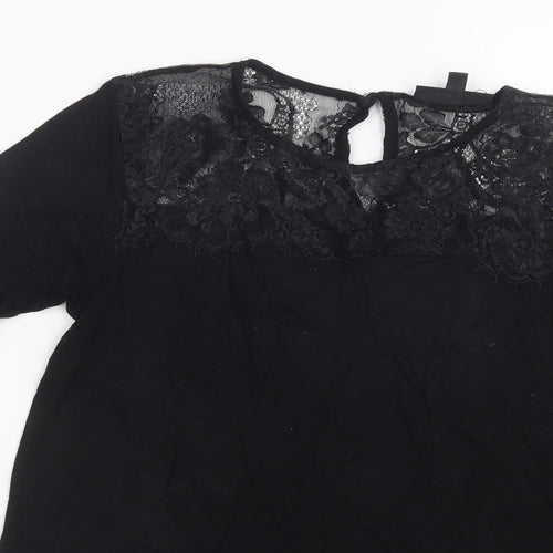Warehouse Womens Black   Basic T-Shirt Size 10
