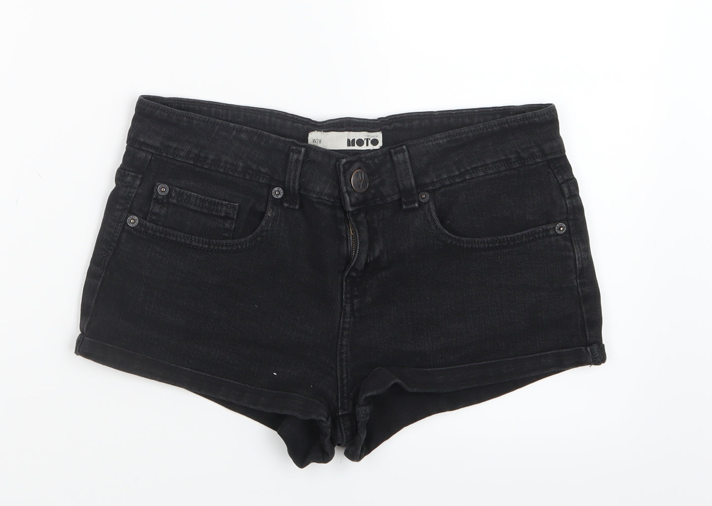 Topshop Womens Black  Denim Boyfriend Shorts Size 29 in