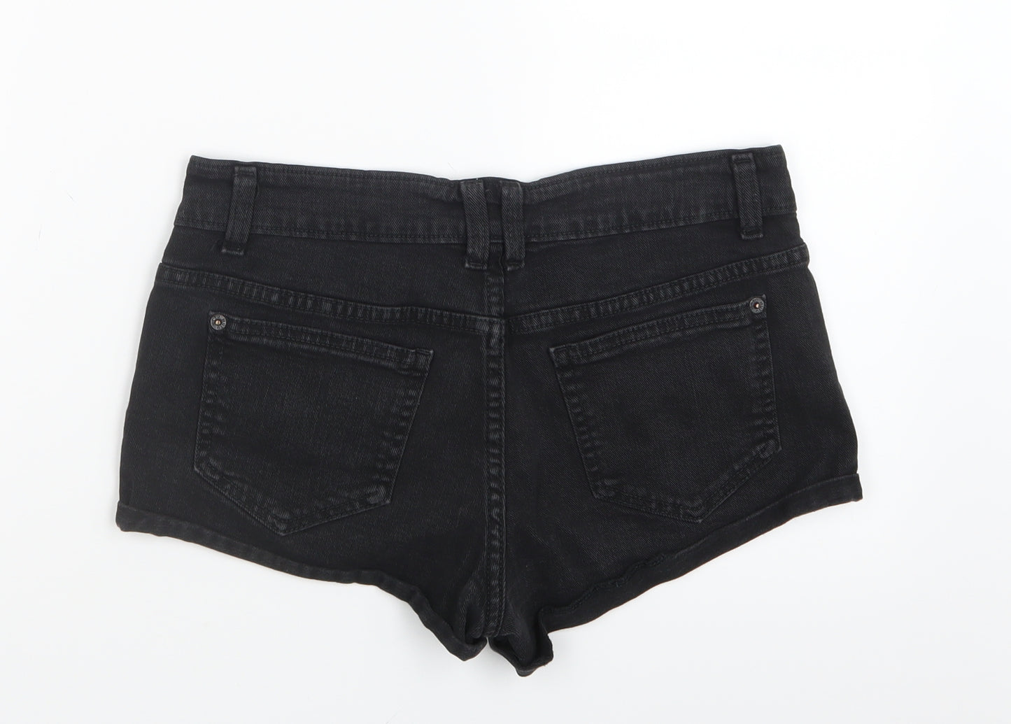 Topshop Womens Black  Denim Boyfriend Shorts Size 29 in