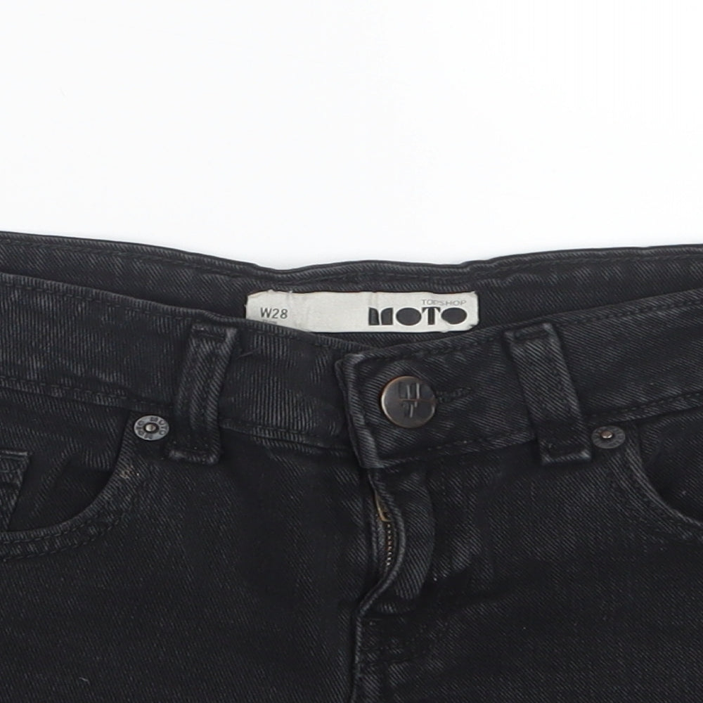 Topshop Womens Black  Denim Boyfriend Shorts Size 29 in