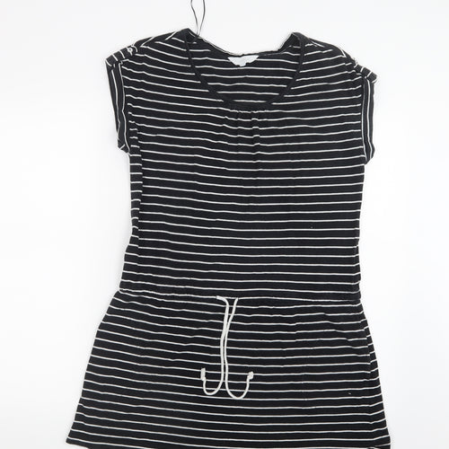 Debenhams Womens Black Striped  Basic T-Shirt Size 12  - Long