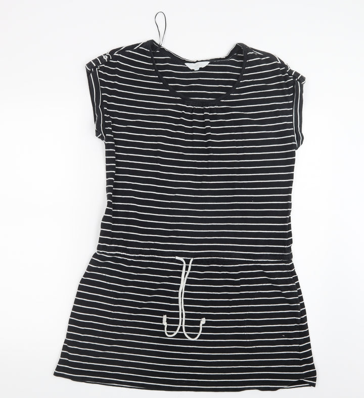 Debenhams Womens Black Striped Basic T-Shirt Size 12 - Long