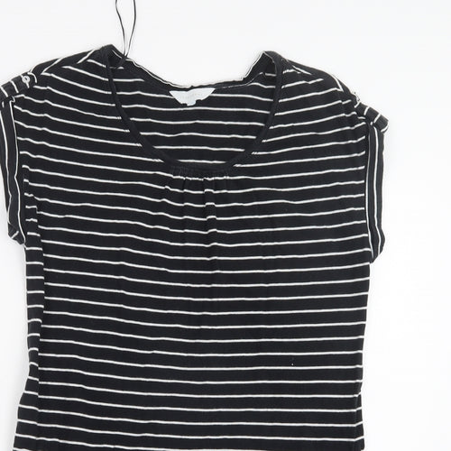 Debenhams Womens Black Striped  Basic T-Shirt Size 12  - Long