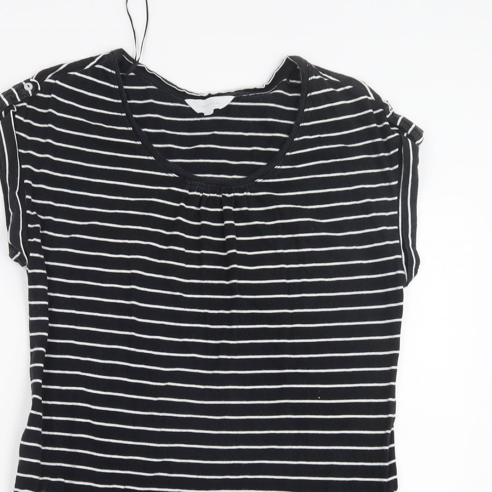 Debenhams Womens Black Striped  Basic T-Shirt Size 12  - Long