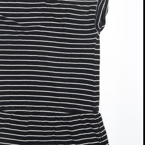 Debenhams Womens Black Striped  Basic T-Shirt Size 12  - Long