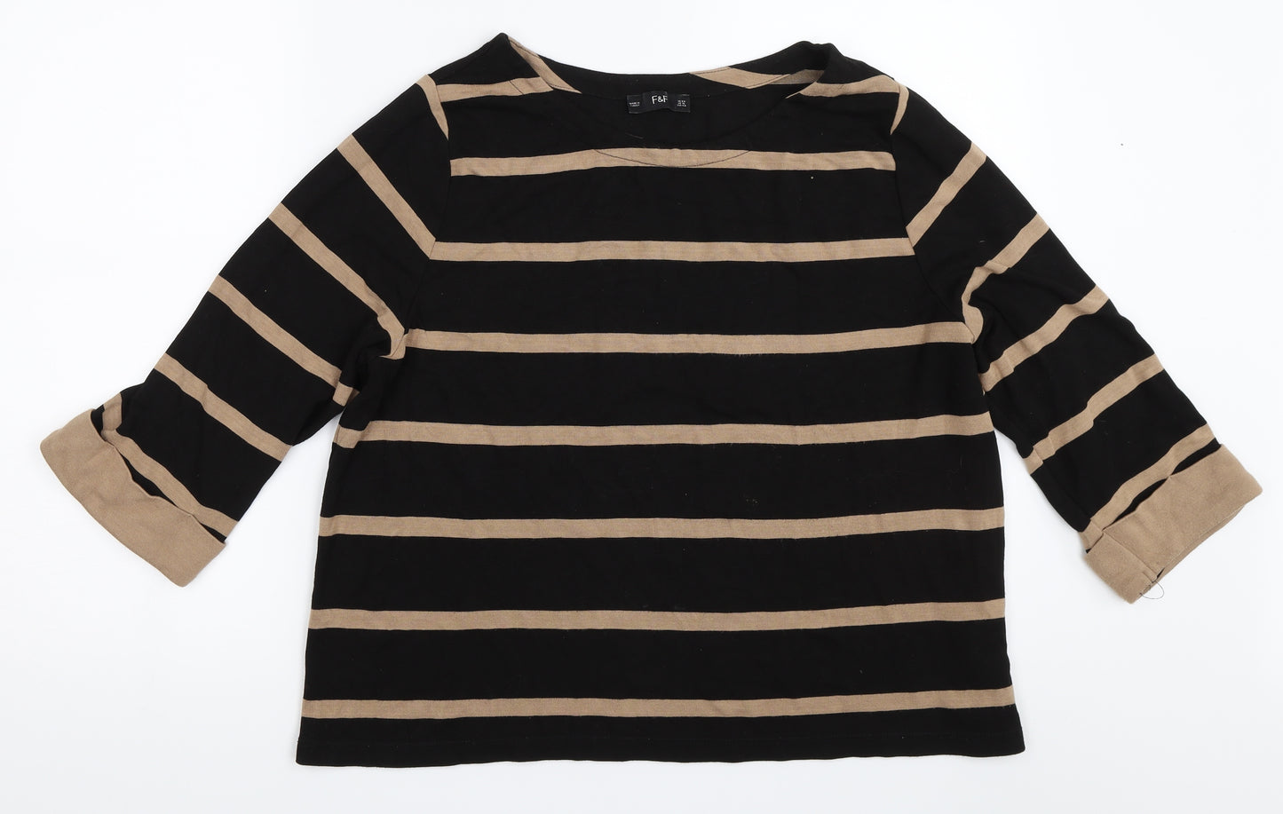 F&F Womens Black Striped  Pullover Jumper Size 20