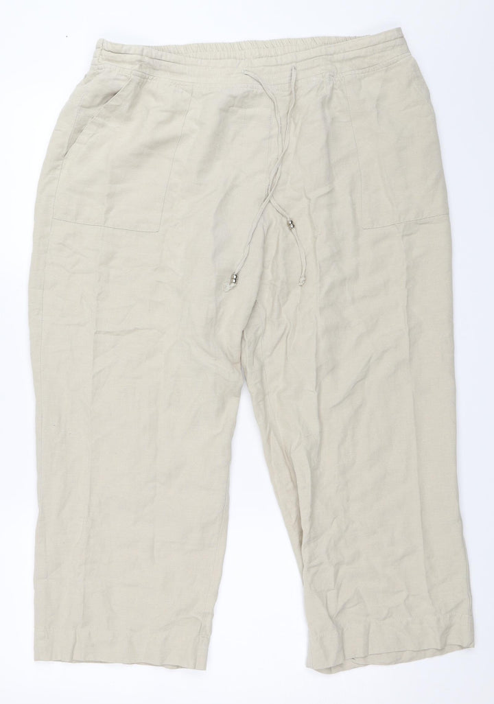 Julipa Womens Beige Cropped Trousers Size 18 L24 in