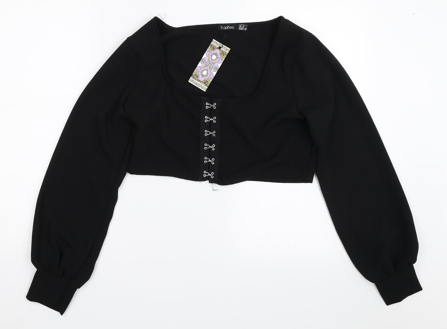 Boohoo Womens Black   Cropped Blouse Size 12