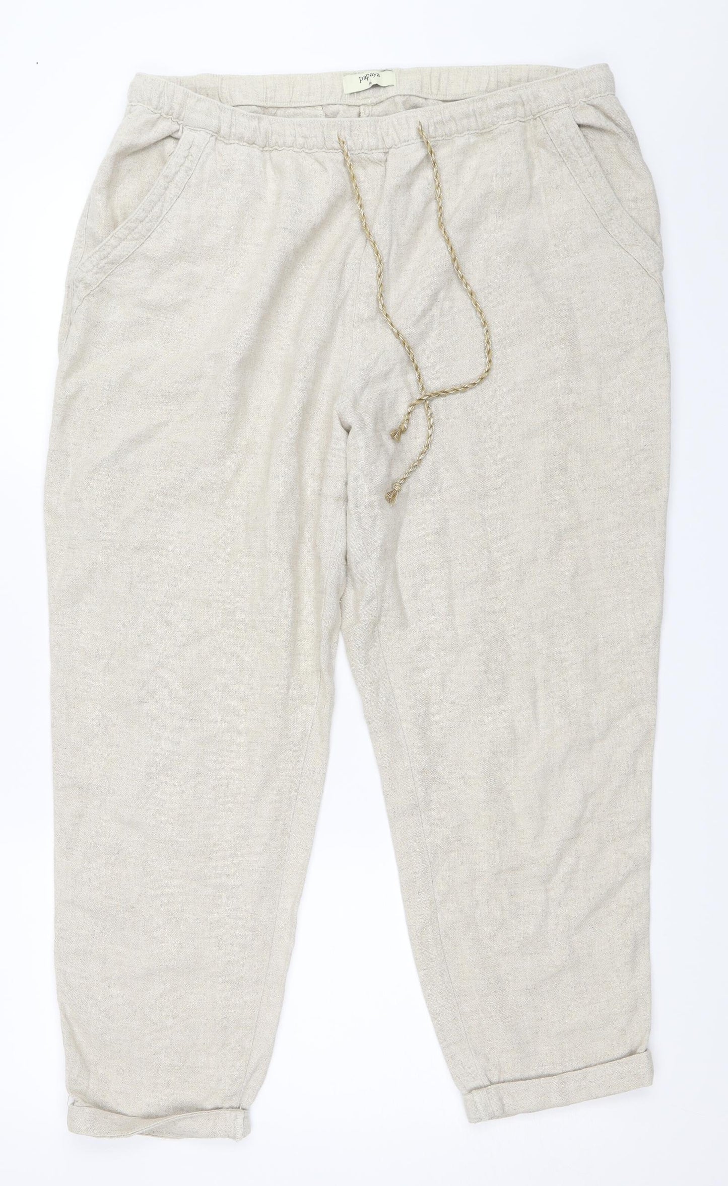 Papaya Womens Beige   Trousers  Size 16 L26 in