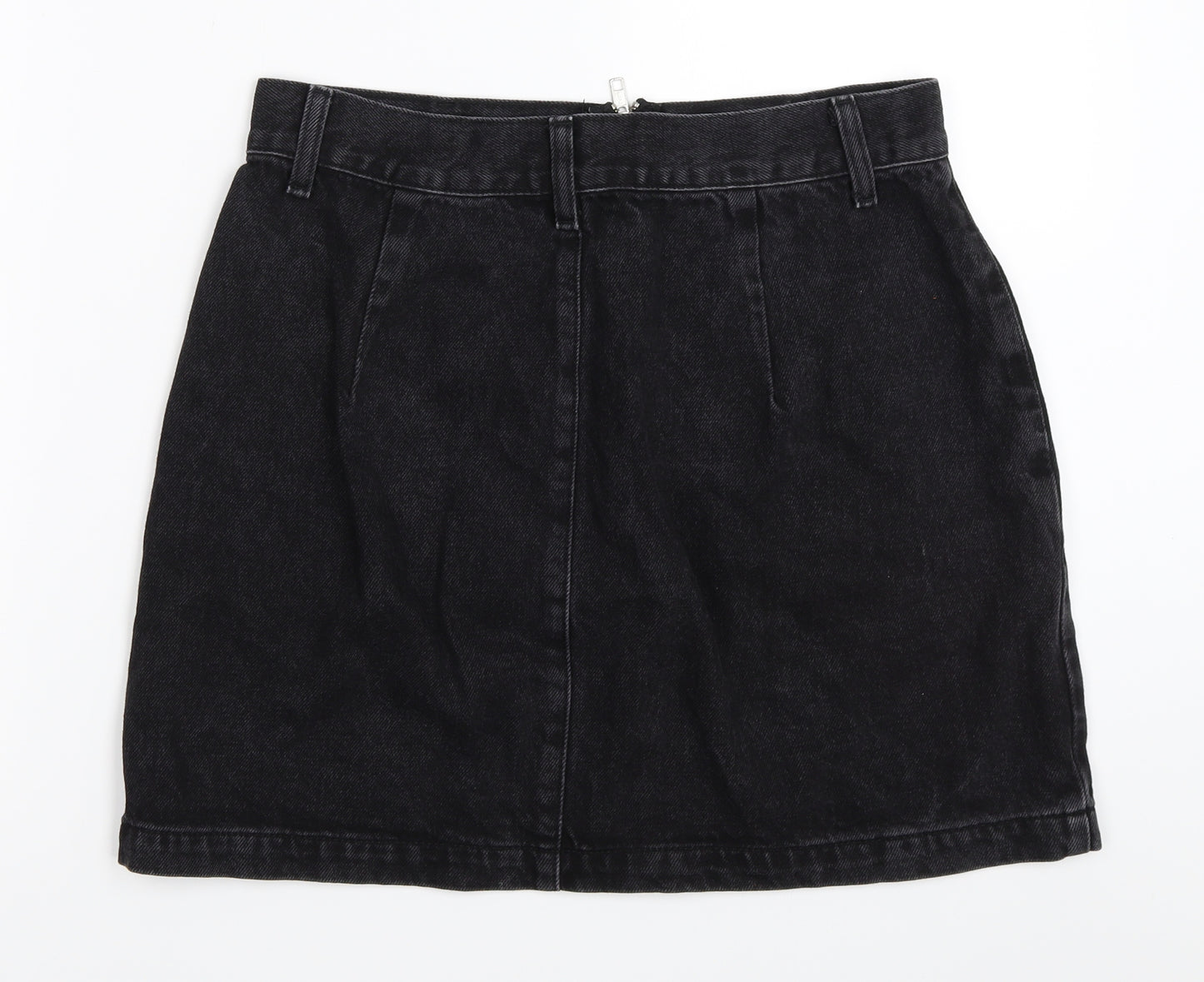 Topshop Womens Black  Denim Mini Skirt Size 12