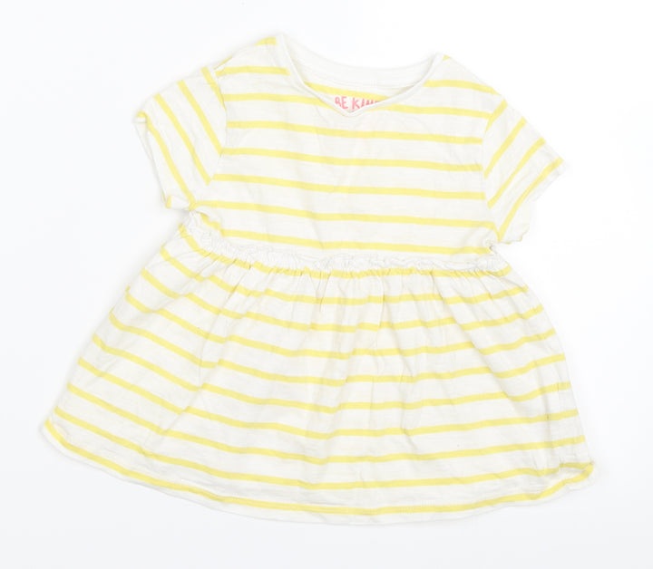 F&F Girls Yellow Striped Basic T-Shirt Size 2-3 Years