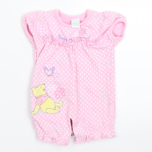 Peacocks Girls Pink Polka Dot  Babygrow One-Piece Size Newborn  - Winnie The Pooh