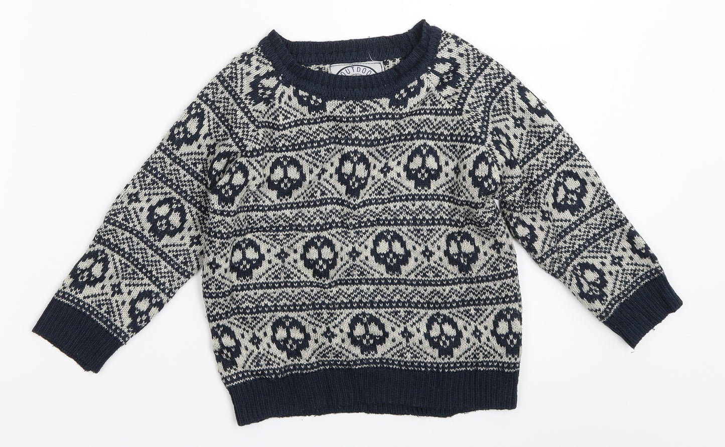 Rebel Boys Blue Fair Isle  Pullover Jumper Size 2-3 Years