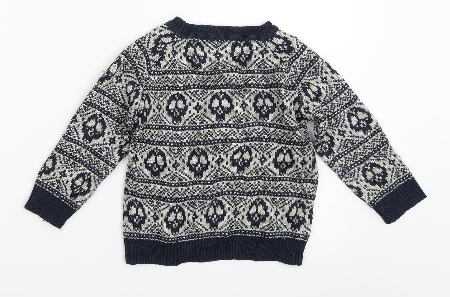 Rebel Boys Blue Fair Isle  Pullover Jumper Size 2-3 Years
