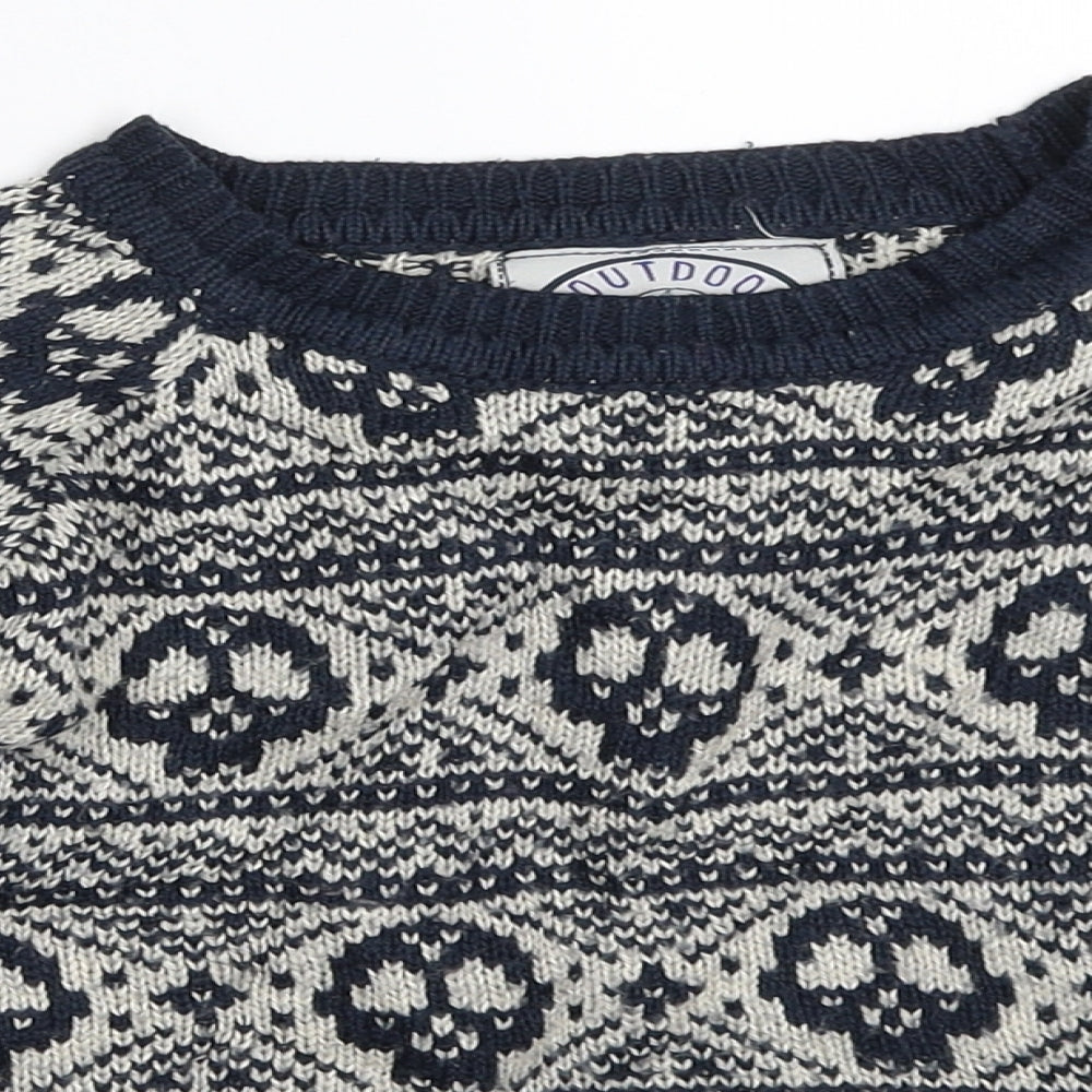 Rebel Boys Blue Fair Isle  Pullover Jumper Size 2-3 Years