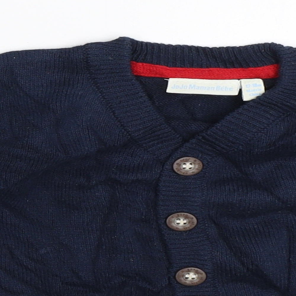JoJo Maman Bébé Boys Blue   Cardigan Jumper Size 12-18 Months