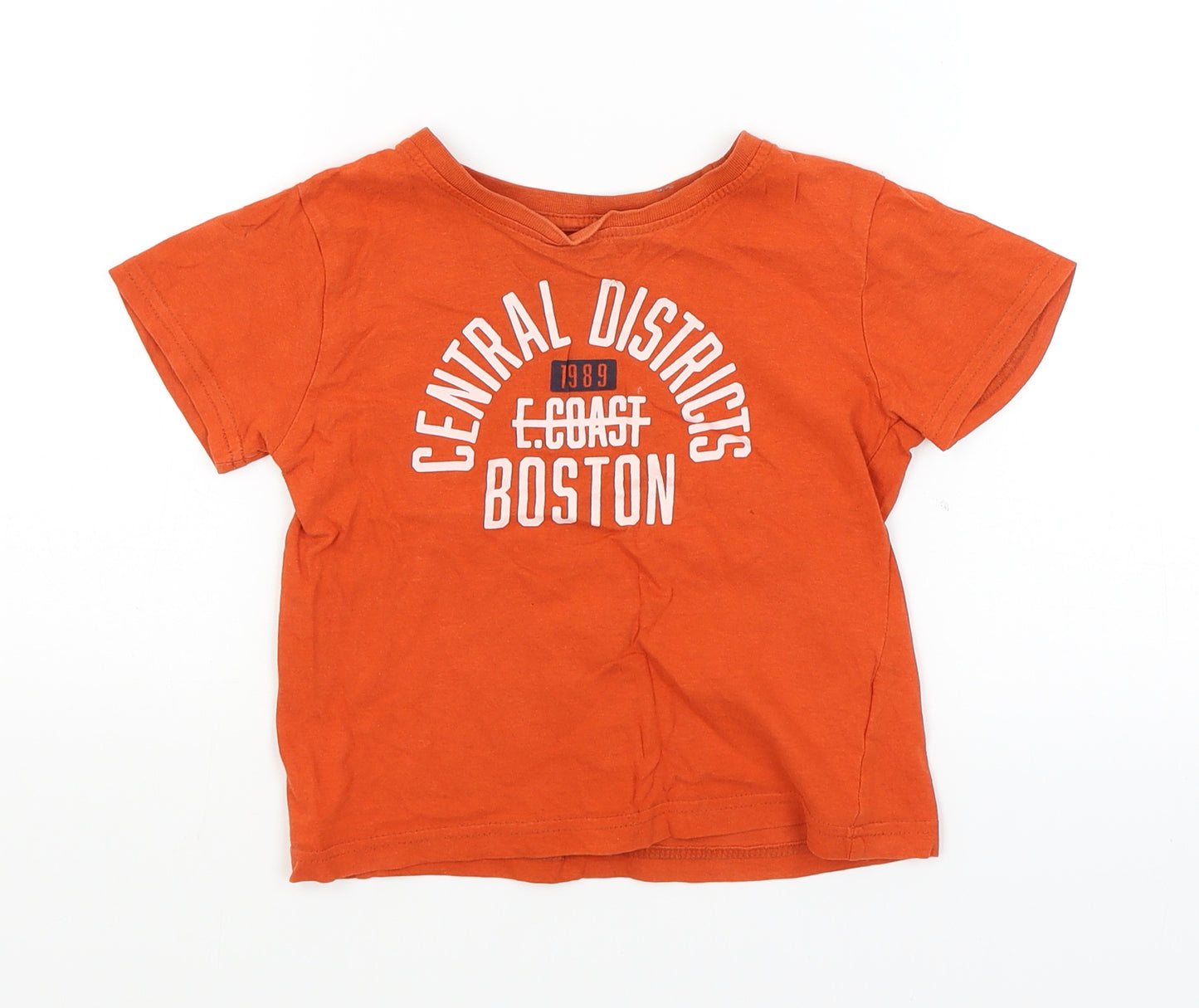 Primark Boys Orange   Basic T-Shirt Size 3-4 Years  - Boston