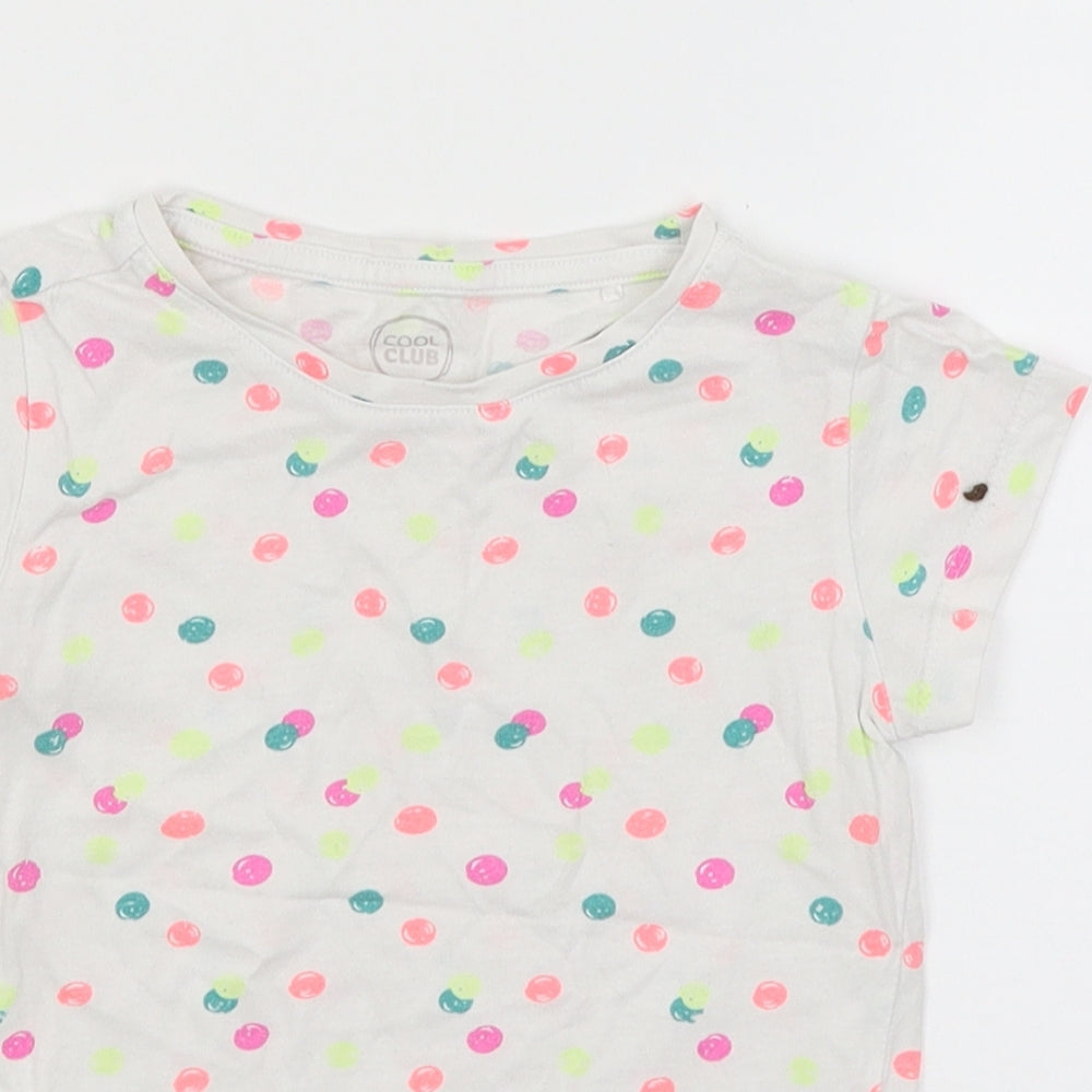 Cool Club Girls White Spotted  Basic T-Shirt Size 6 Years
