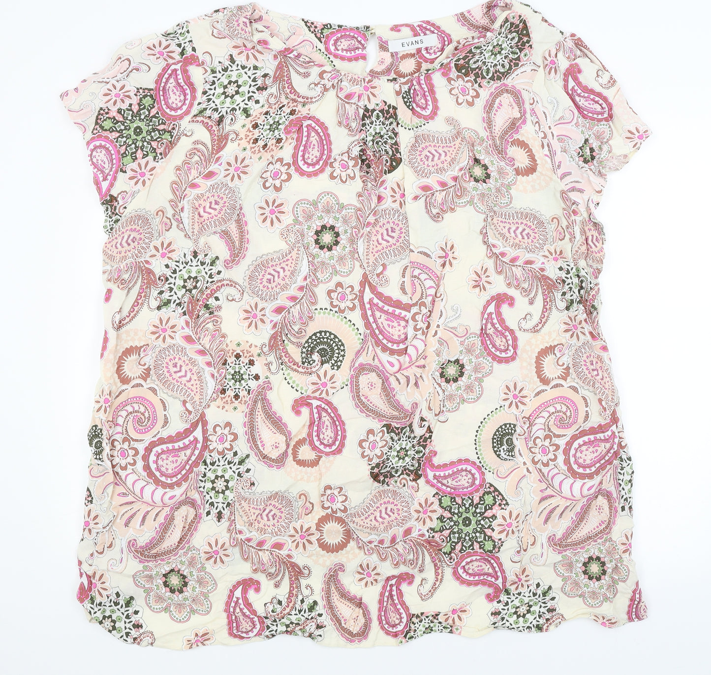 Evans Womens Ivory Floral  Basic T-Shirt Size 28