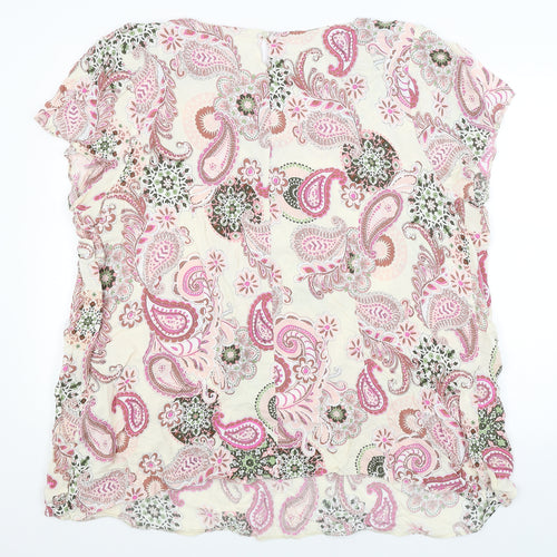 Evans Womens Ivory Floral  Basic T-Shirt Size 28