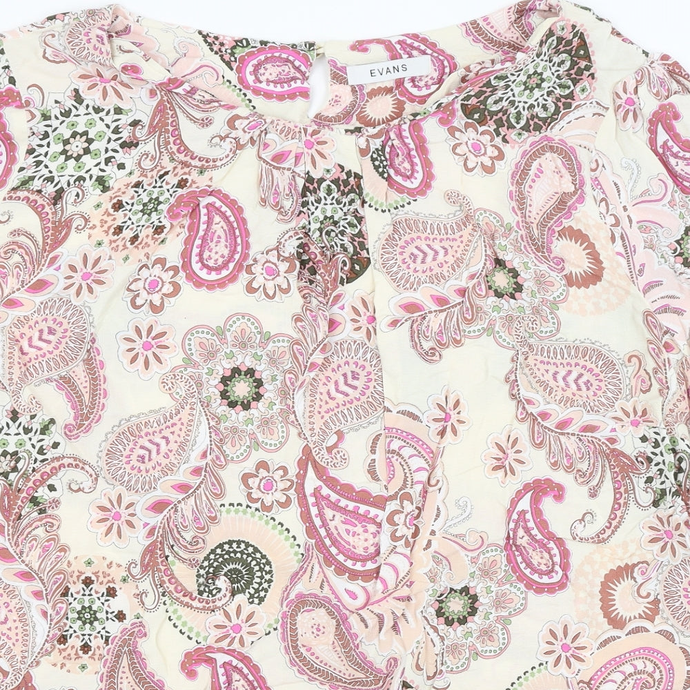 Evans Womens Ivory Floral  Basic T-Shirt Size 28