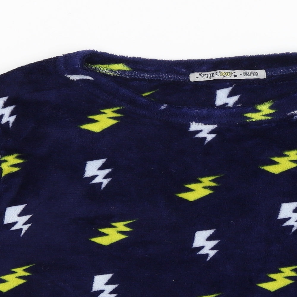 Chill Out Boys Blue Solid   Pyjama Top Size 8-9 Years  - Lightning bolts