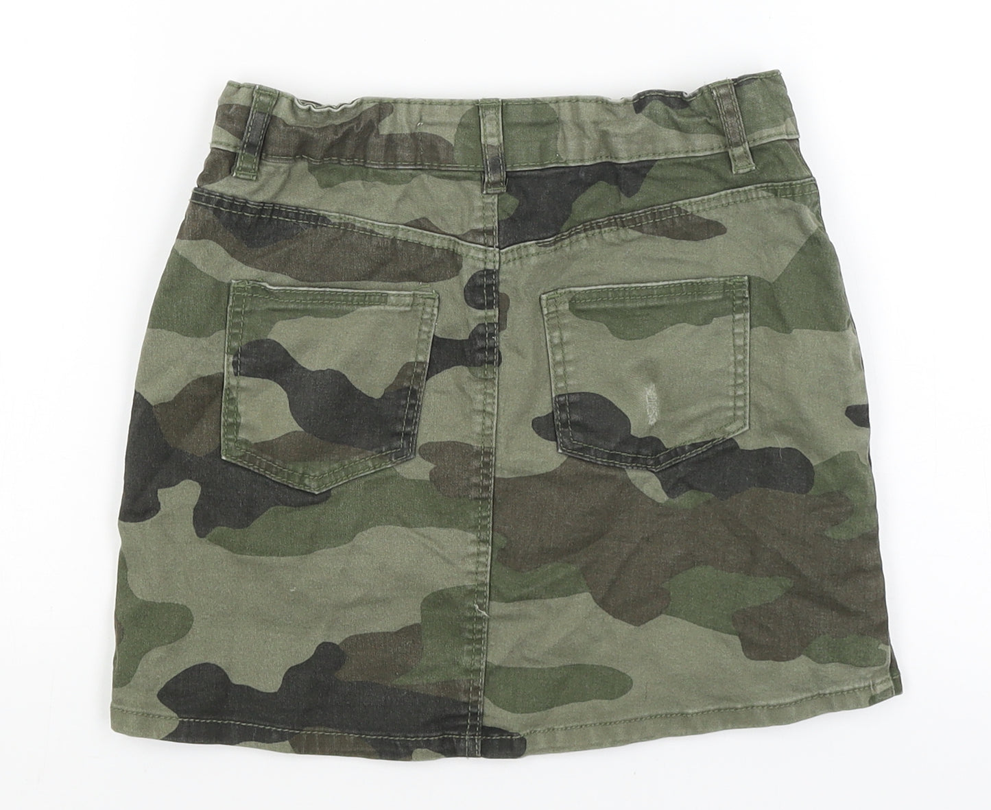 Denim Co Girls Green Camouflage  Mini Skirt Size 8-9 Years